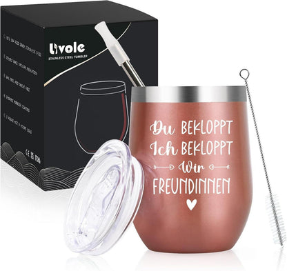 Livole Lustige Geschenke - Edelstahl Kaffeebecher to go, Roségold 12oz 350ml