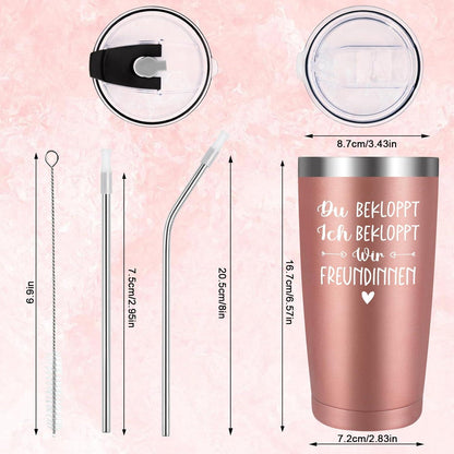 Lustige Tasse Freundin, 600ml Thermobecher Edelstahl to go