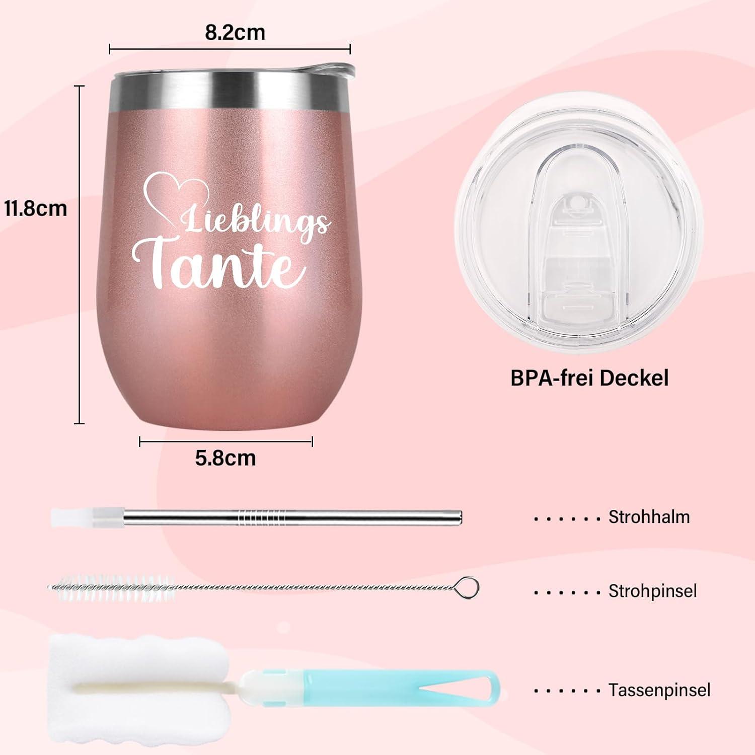 Edelstahl Weinbecher Tante Geschenk Weihnachten 350ml Thermo