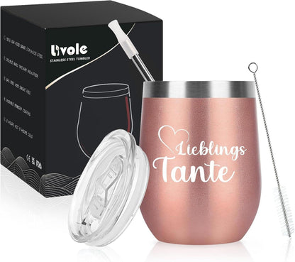 Livole Tante Geschenk Weihnachten Kaffeebecher 350ml Thermo