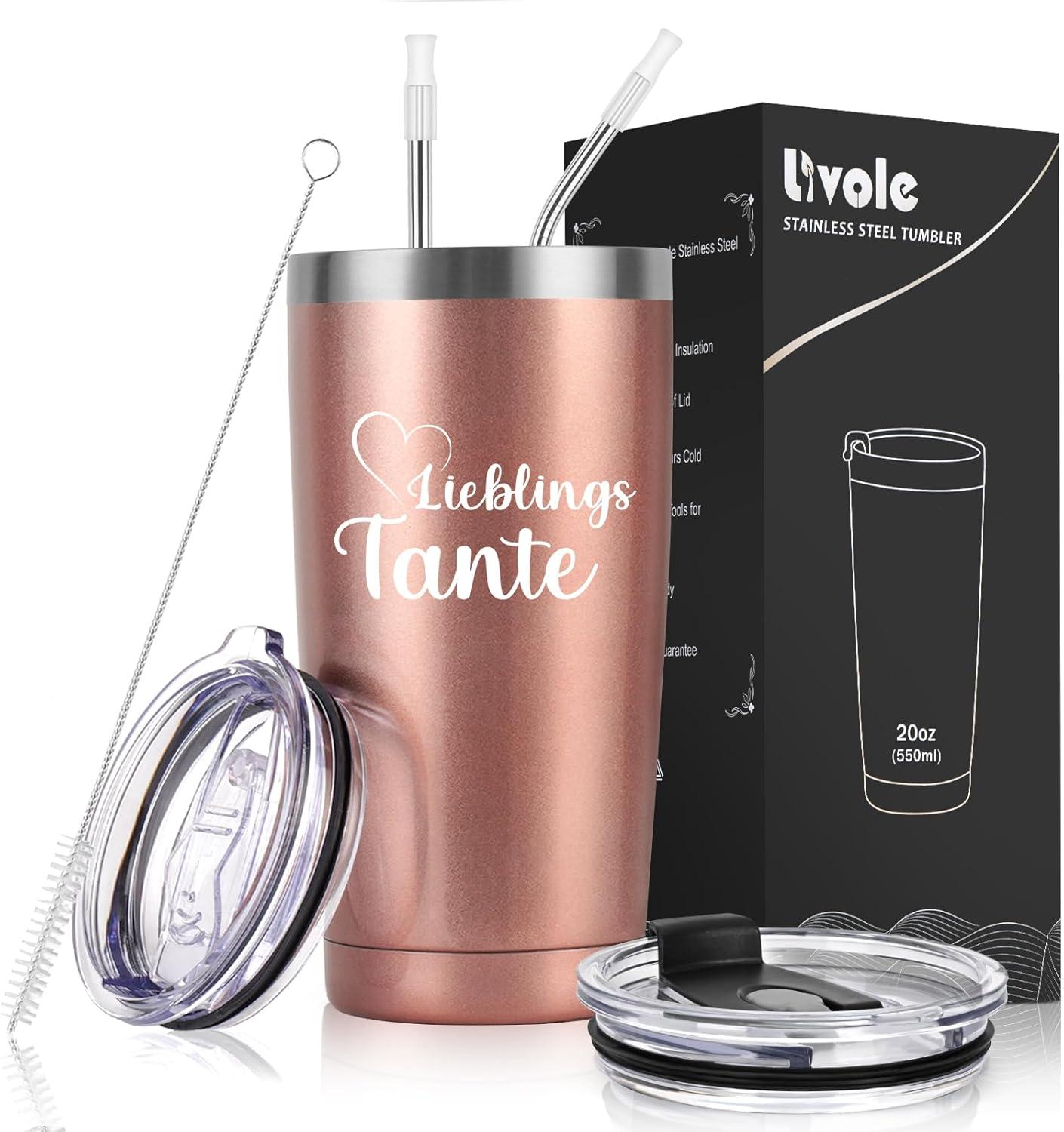 Livole Tante Geschenk 600ml Edelstahl Kaffeebecher to go Thermobecher 20oz