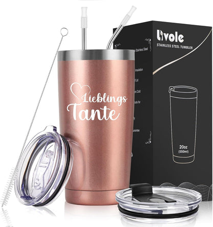 Livole Tante Geschenk 600ml Edelstahl Kaffeebecher to go Thermobecher 20oz