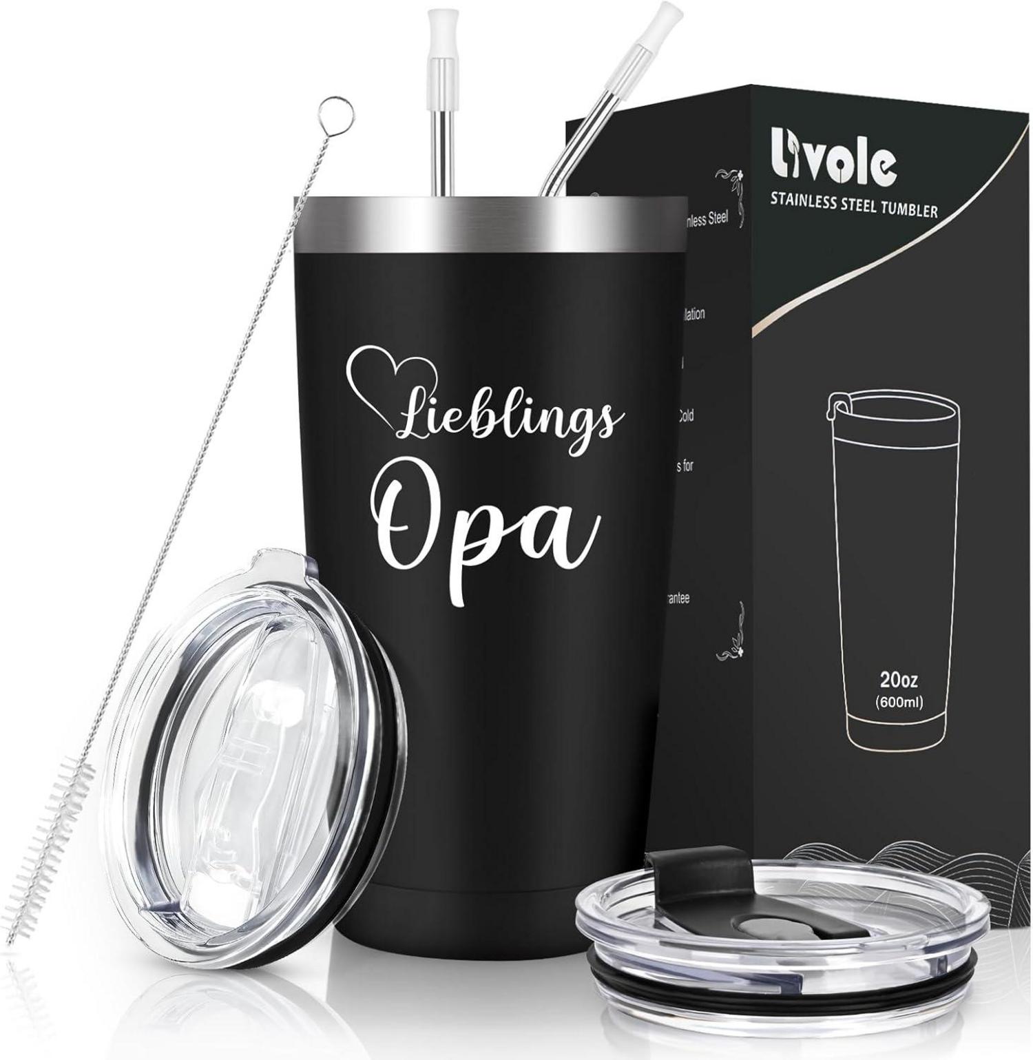 600ml Thermobecher aus Edelstahl Lieblings Opa - Geschenk Oma