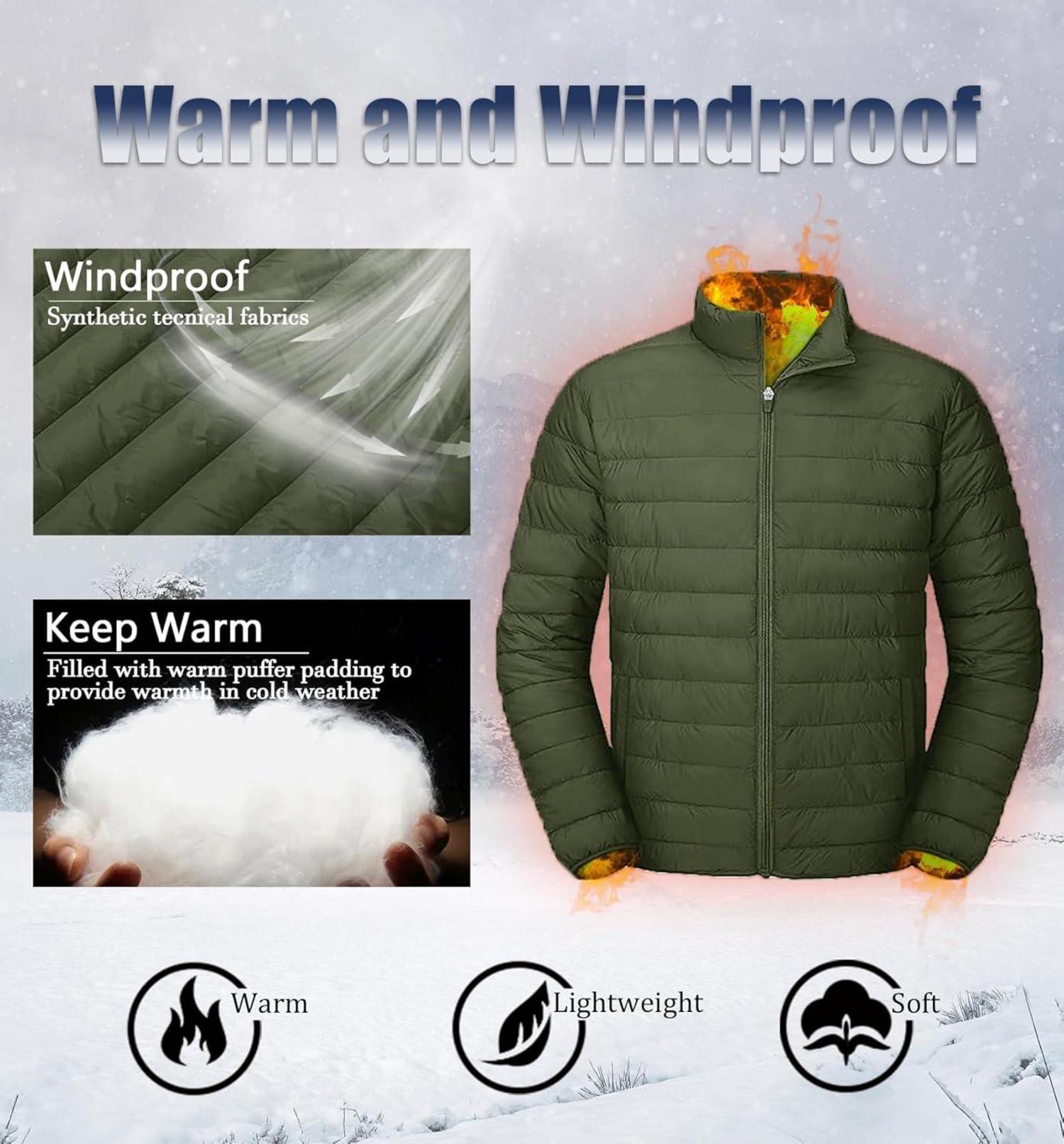 Herren Leicht Steppjacke Outdoor Übergangsjacke Winddicht Warm M