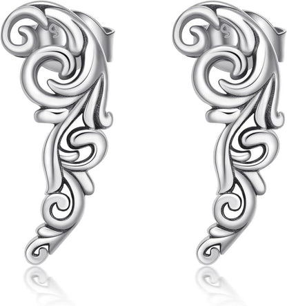 Vintage Blatt Ohrkletterer Ohrringe Sterling Silber für Frauen