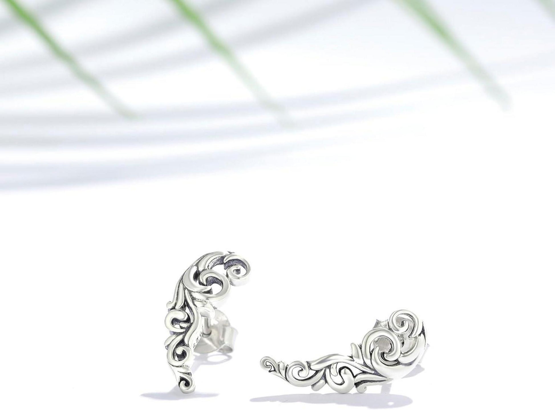 Vintage Blatt Ohrkletterer Ohrringe Sterling Silber für Frauen