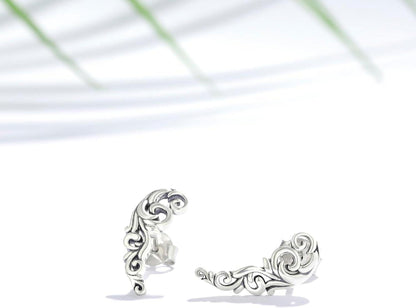 Vintage Blatt Ohrkletterer Ohrringe Sterling Silber für Frauen