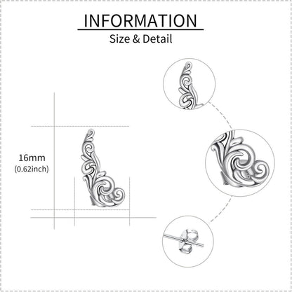 Vintage Blatt Ohrkletterer Ohrringe Sterling Silber für Frauen