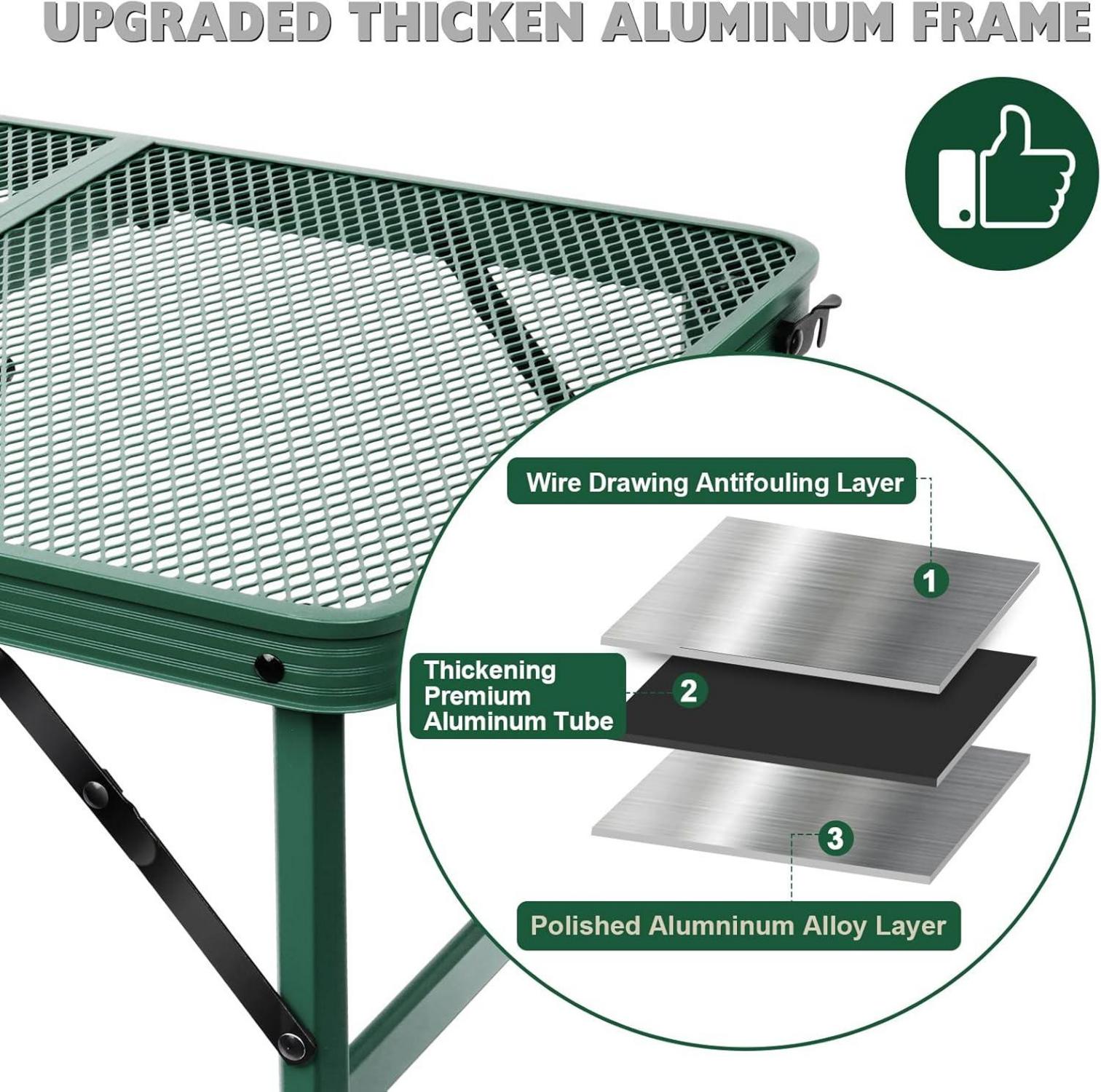 Campingtisch klappbar mit Metallgitterplatte 60x40cm in Grün