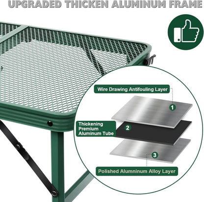 Campingtisch klappbar mit Metallgitterplatte 60x40cm in Grün