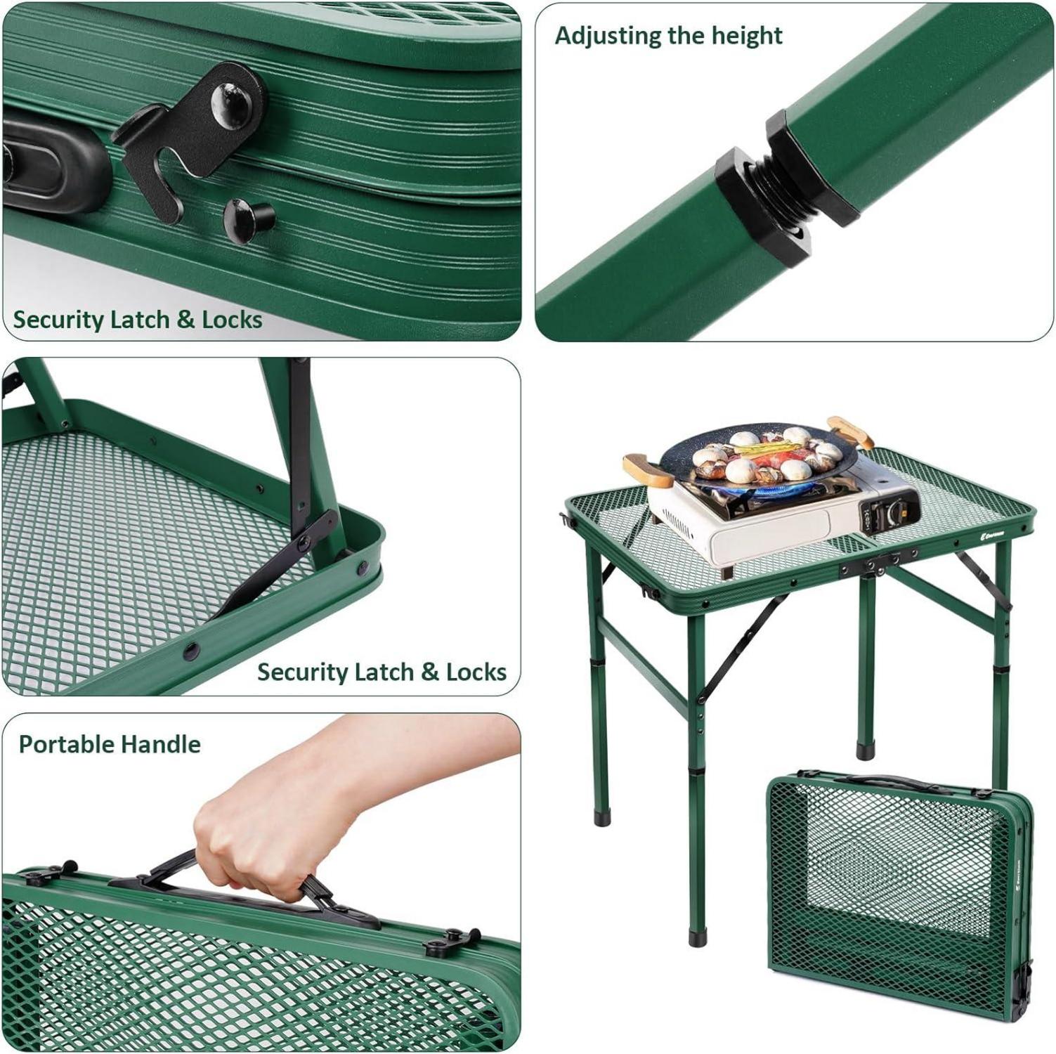 Klappbarer Campingtisch 60x40cm Metallgitterplatte grün 2