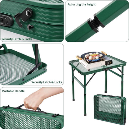 Klappbarer Campingtisch 60x40cm Metallgitterplatte grün 2