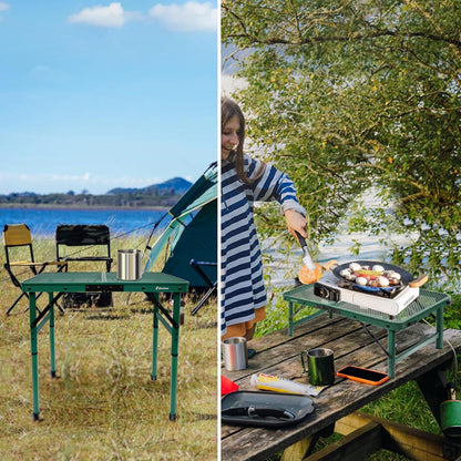 Klappbarer Campingtisch 60×40cm Metallgitterplatte Grün