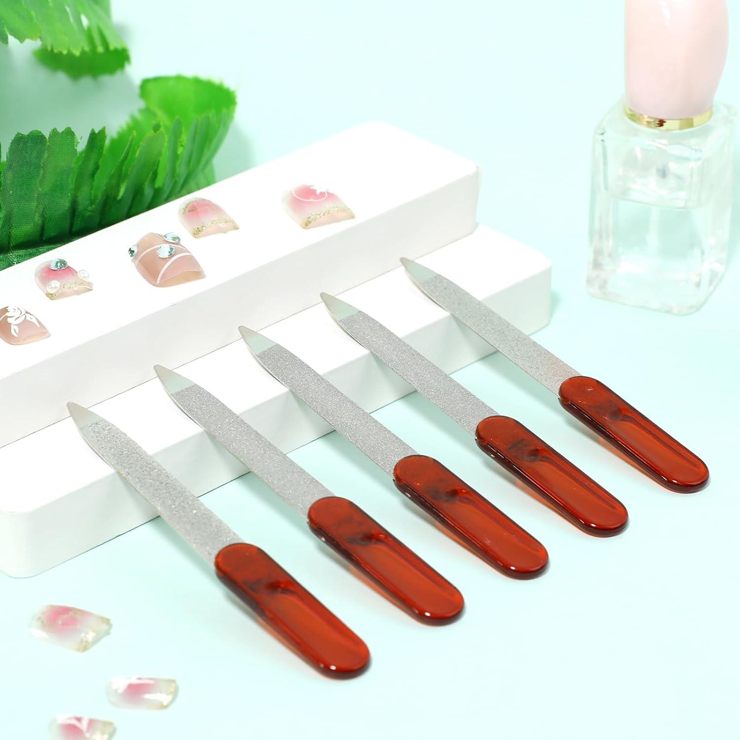 6 Mini Schwert Nagelfeilen Set - Doppelseitige Metall Feilen
