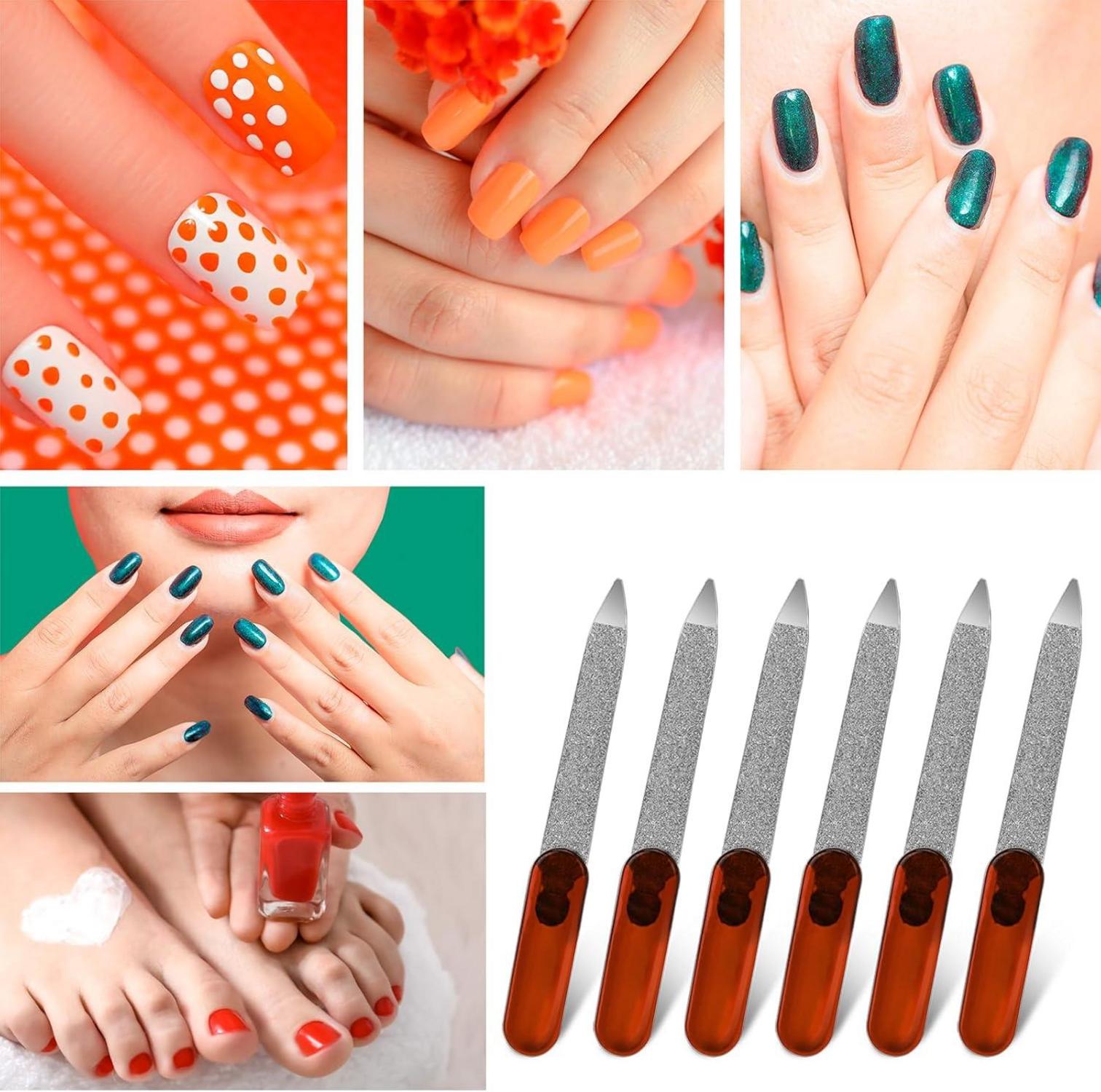6er Set Mini Schwert Nagelfeile Edelstahl Doppelseitig Fingernagelfeile