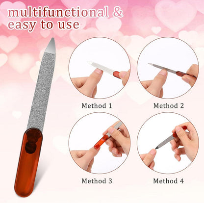6er Set Mini Schwert Nagelfeile Edelstahl Doppelseitig Fingernagelfeile