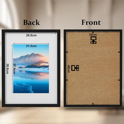 30x40 cm Bilderrahmen Set 2 Stück Schwarz Fotorahmen für A4