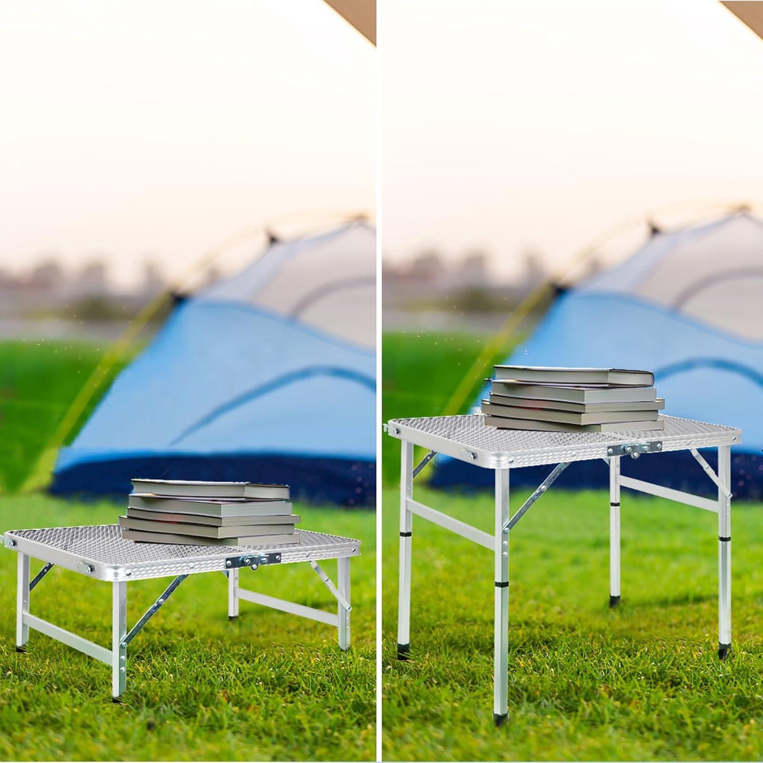 Klappbarer Campingtisch 60x40cm Gartentisch Grilltisch Silber