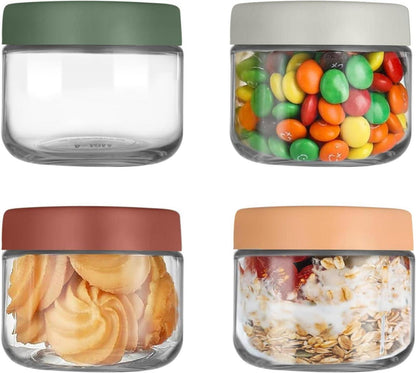 Overnight Oats Gläser 300ml 4er Pack mit Schraubdeckel