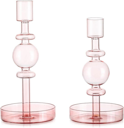 Eleganter Glas Kerzenhalter Set - Hochwertiges Borsilikatglas Modernes