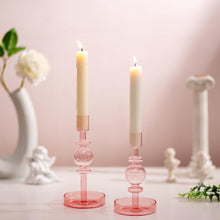 Glas Kerzenhalter Set 2 Hoch Rosa Deko Wohnzimmer Modern