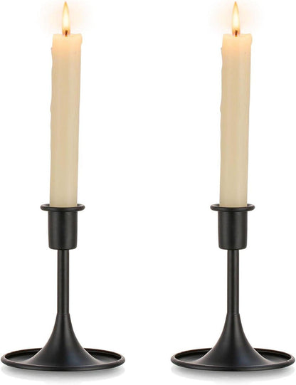 Dekorativer Kerzenständer Schwarz Metall 2er Set Vintage Morden