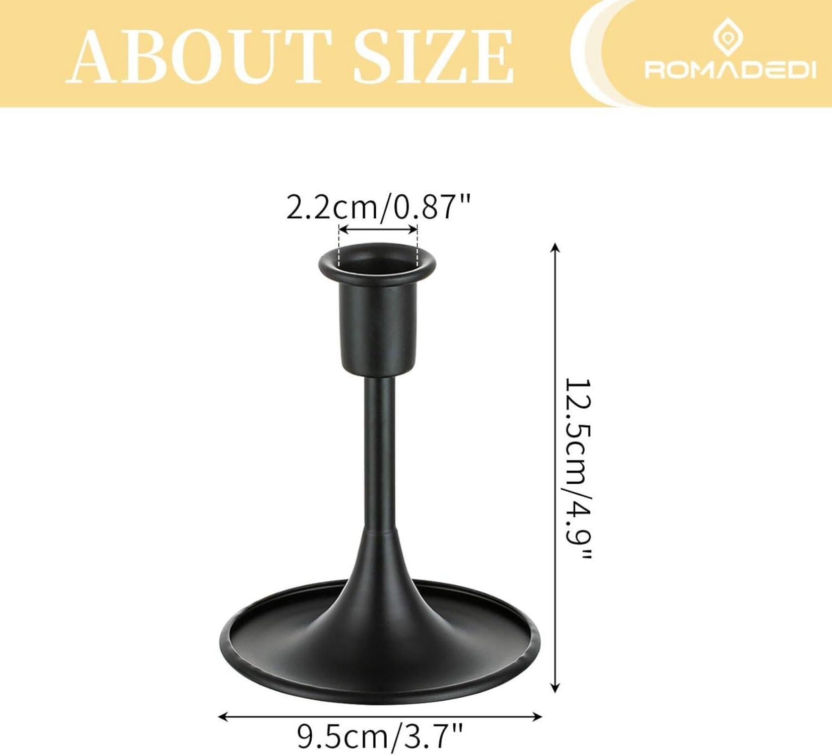 Schwarzer Metall-Kerzenständer für Stabkerzen - 2er Set 12.5cm