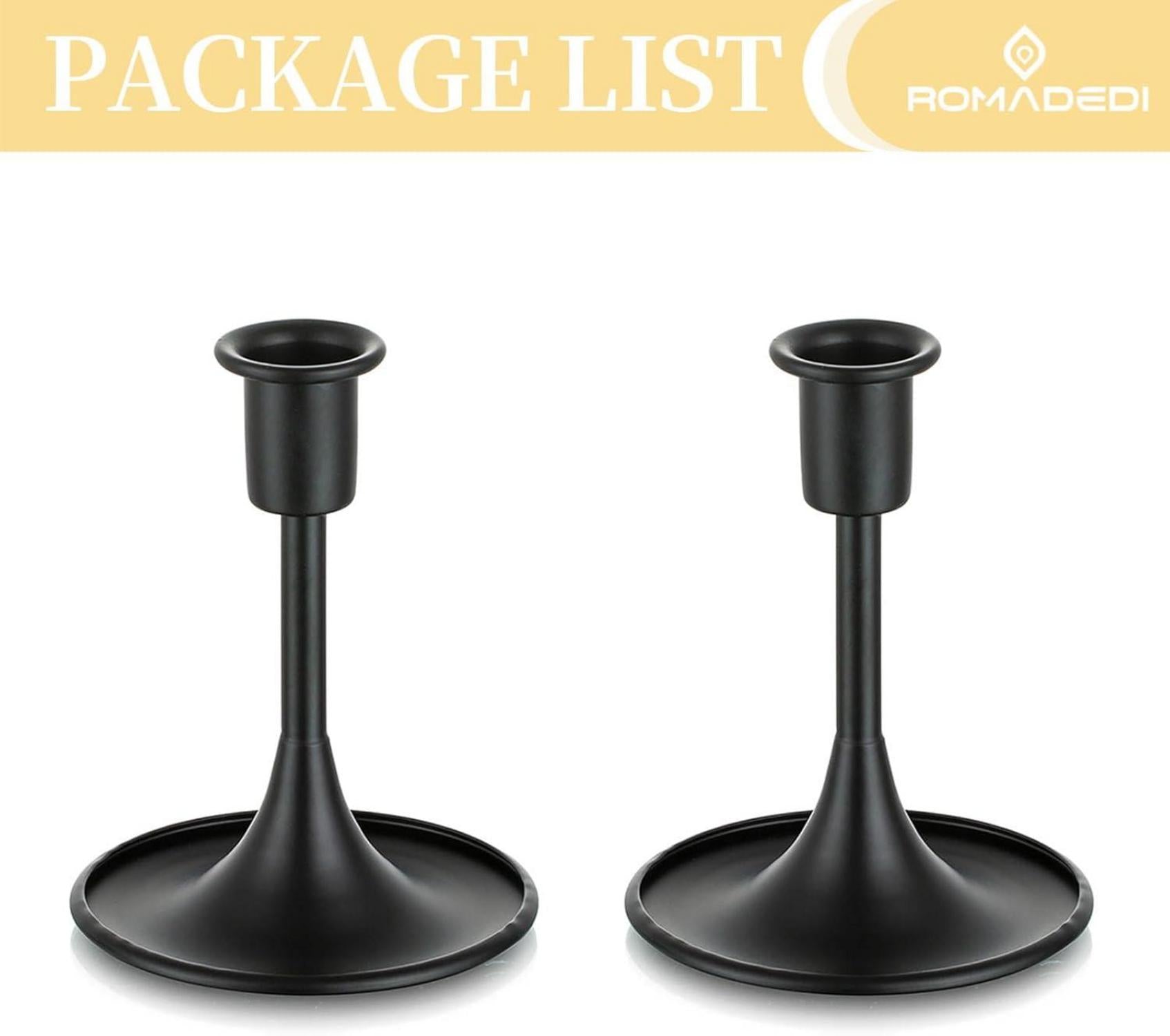 Schwarzer Metall-Kerzenständer für Stabkerzen - 2er Set 12.5cm
