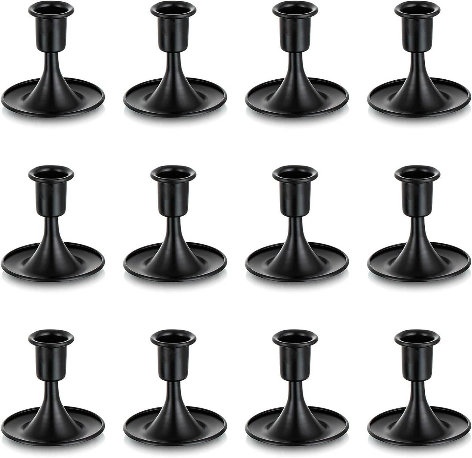 Kerzenständer Stabkerzen Schwarz Klein 12er Set Metall Vintage Deko