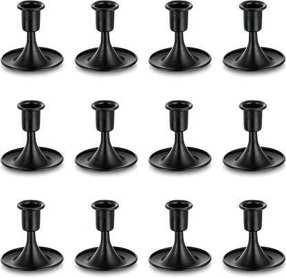 Kerzenständer Stabkerzen Schwarz Klein 12er Set Metall Vintage Deko