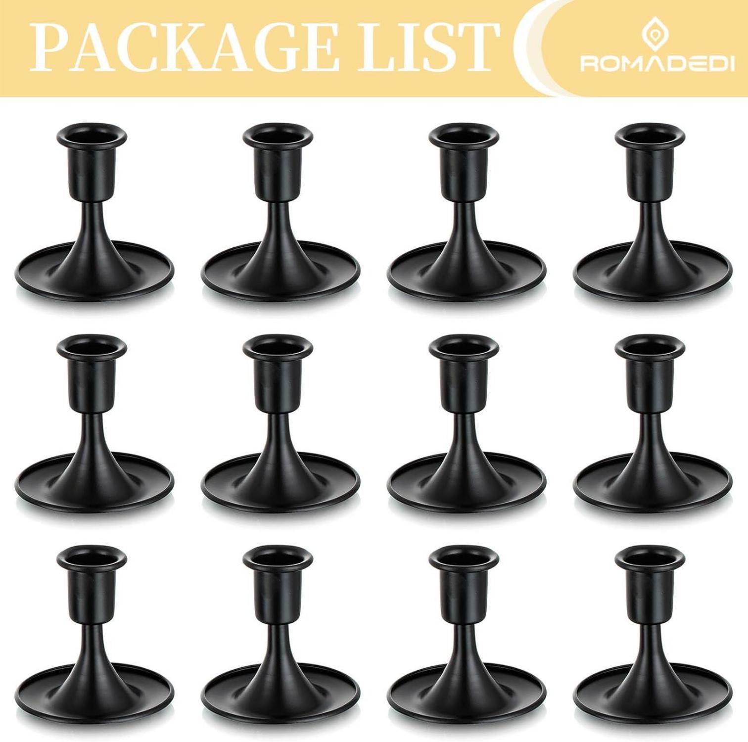 Romadedi Kerzenständer Stabkerzen Schwarz Klein 12er Set Vintage Deko