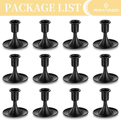 Romadedi Kerzenständer Stabkerzen Schwarz Klein 12er Set Vintage Deko