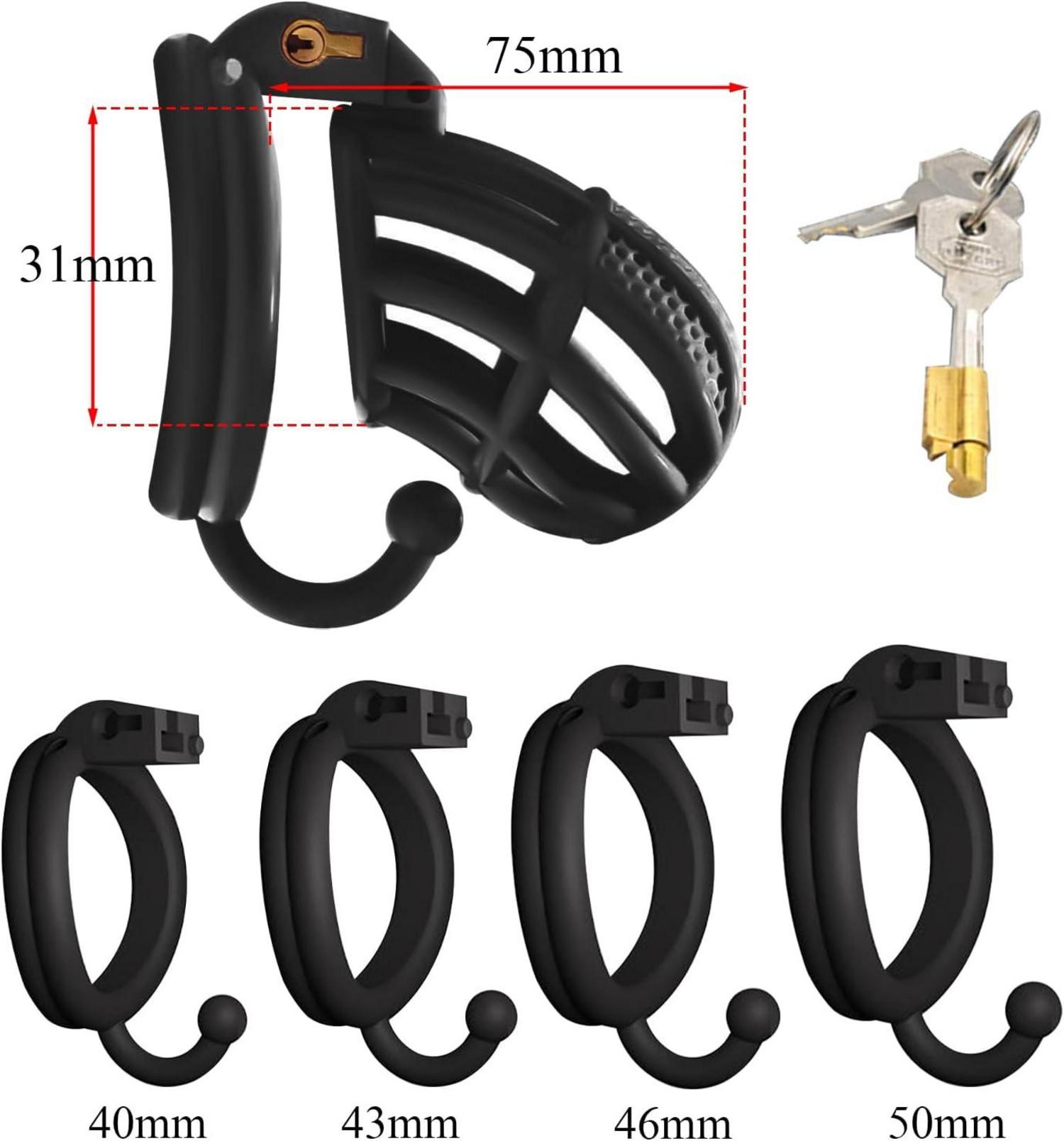 Peniskäfig mit Hodenhaken und Cockring - Keuschheitsgürtel