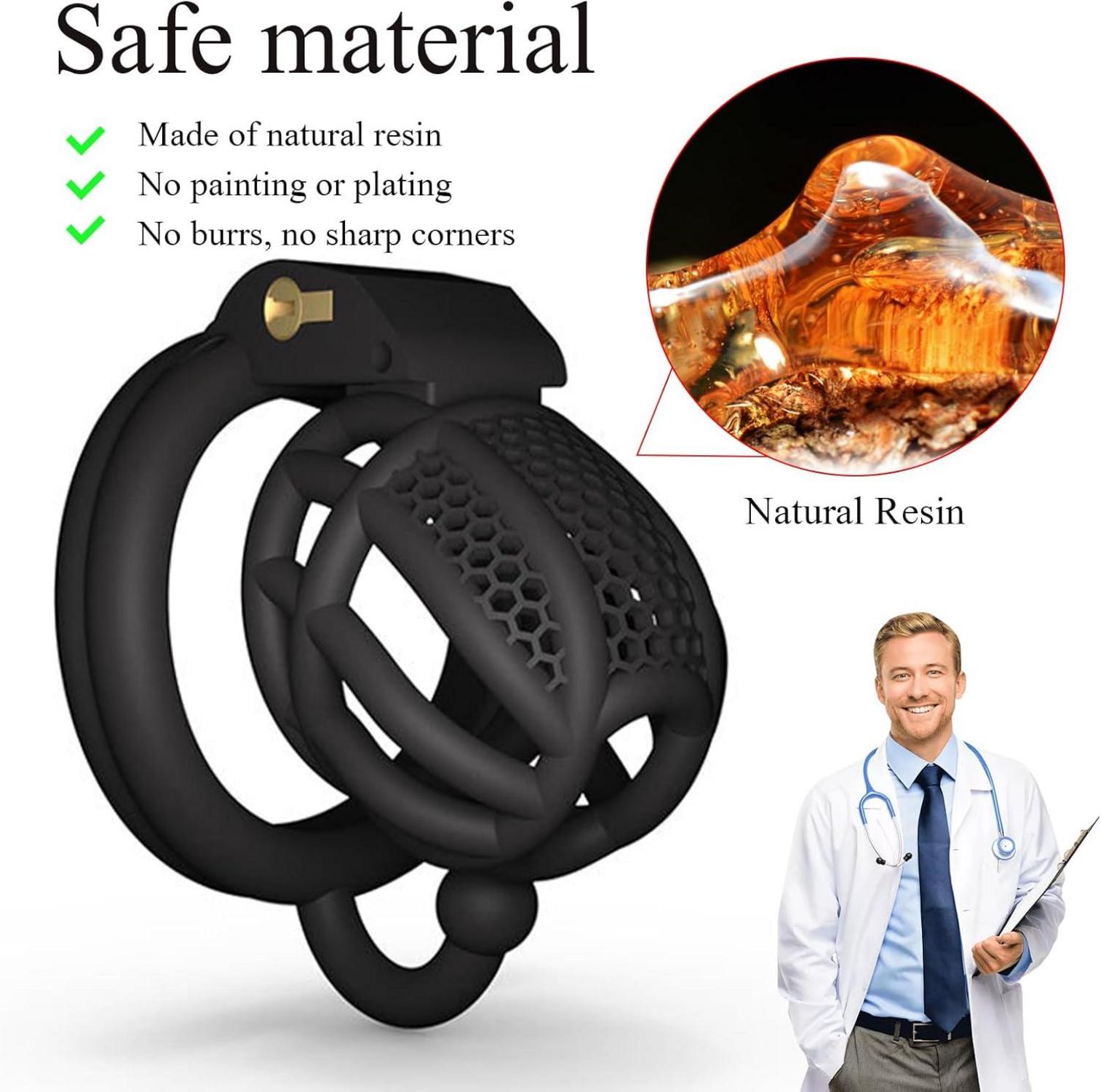 Peniskäfig Keuschheitsgürtel für Männer BDSMJOY Hodenhaken Schwarz