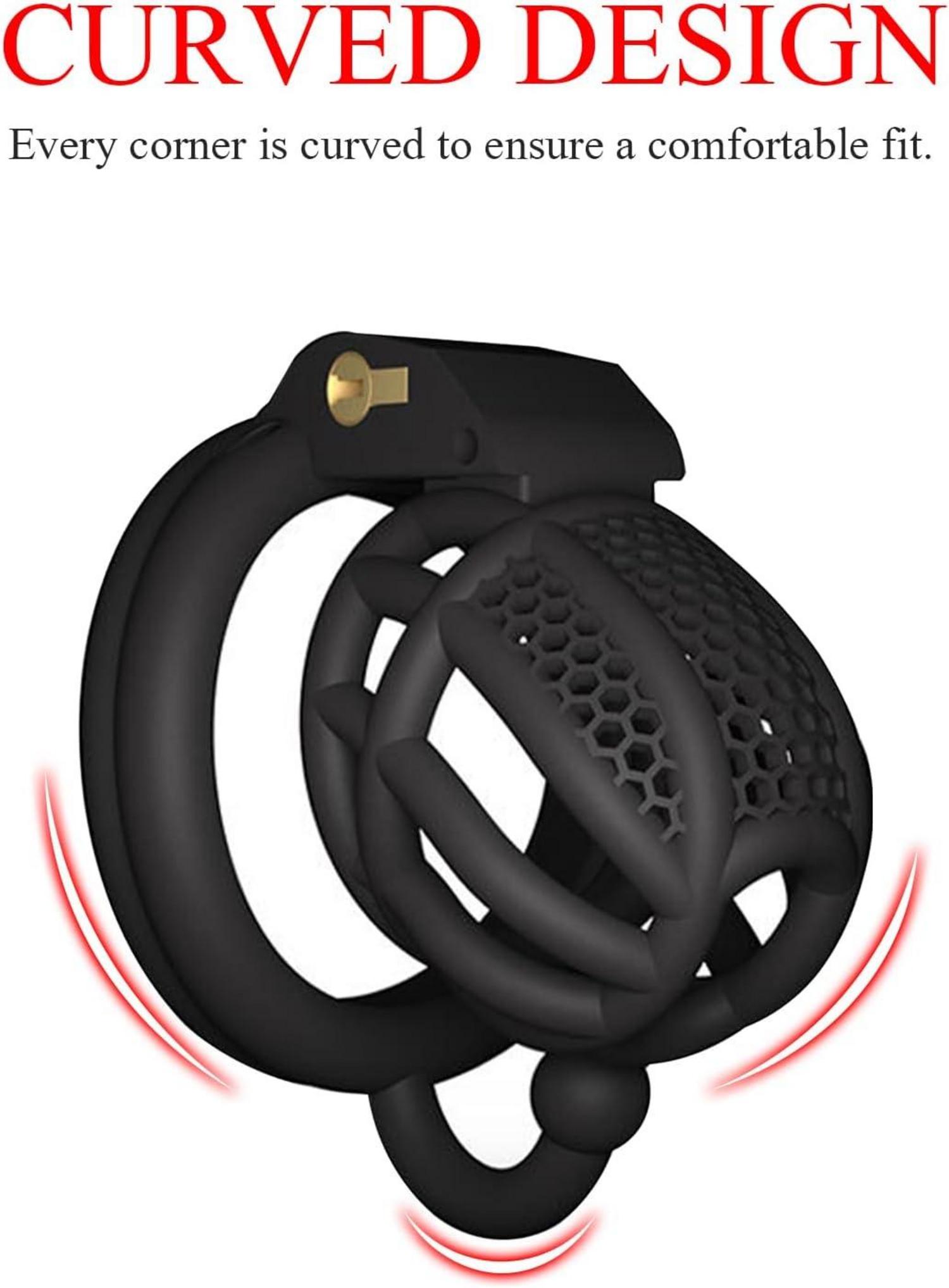 Peniskäfig Keuschheitsgürtel mit Hodenhaken, Schwarz