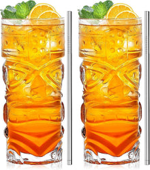 Tiki Gesicht Tumbler Trinkgläser 14oz Set von 2