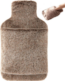Wärmflasche mit weichem Bezug 2L Braun - Ideal für kalte Nächte