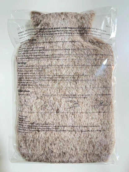 Wärmflasche mit weichem Bezug 2L Braun - Ideal für kalte Nächte