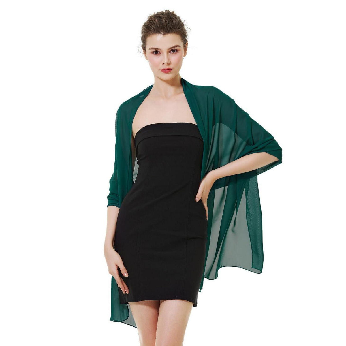 Chiffon Schal Stola Damen Festlich Elegant Smaragdgrün