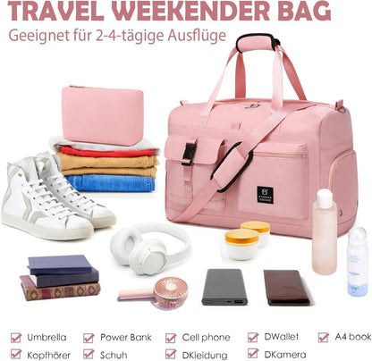 Tasche Damen 40L Weekender Sporttasche mit Schuhfach & Nassfach