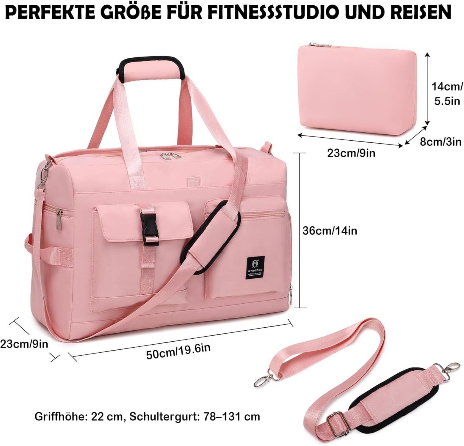 Damen Reisetasche 40L Weekender Sporttasche mit Schuhfach & Nassfach