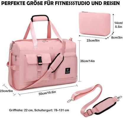 Damen Reisetasche 40L Weekender Sporttasche mit Schuhfach & Nassfach