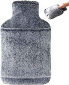 Wärmflasche mit weichem Bezug für kalte Nächte 2L Grau