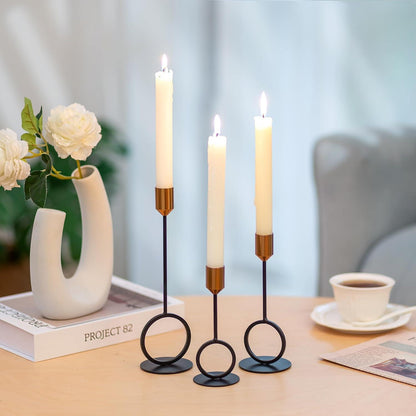 Romadedi Kerzenhalter Set Gold Schwarz 3er Stabkerze Metall