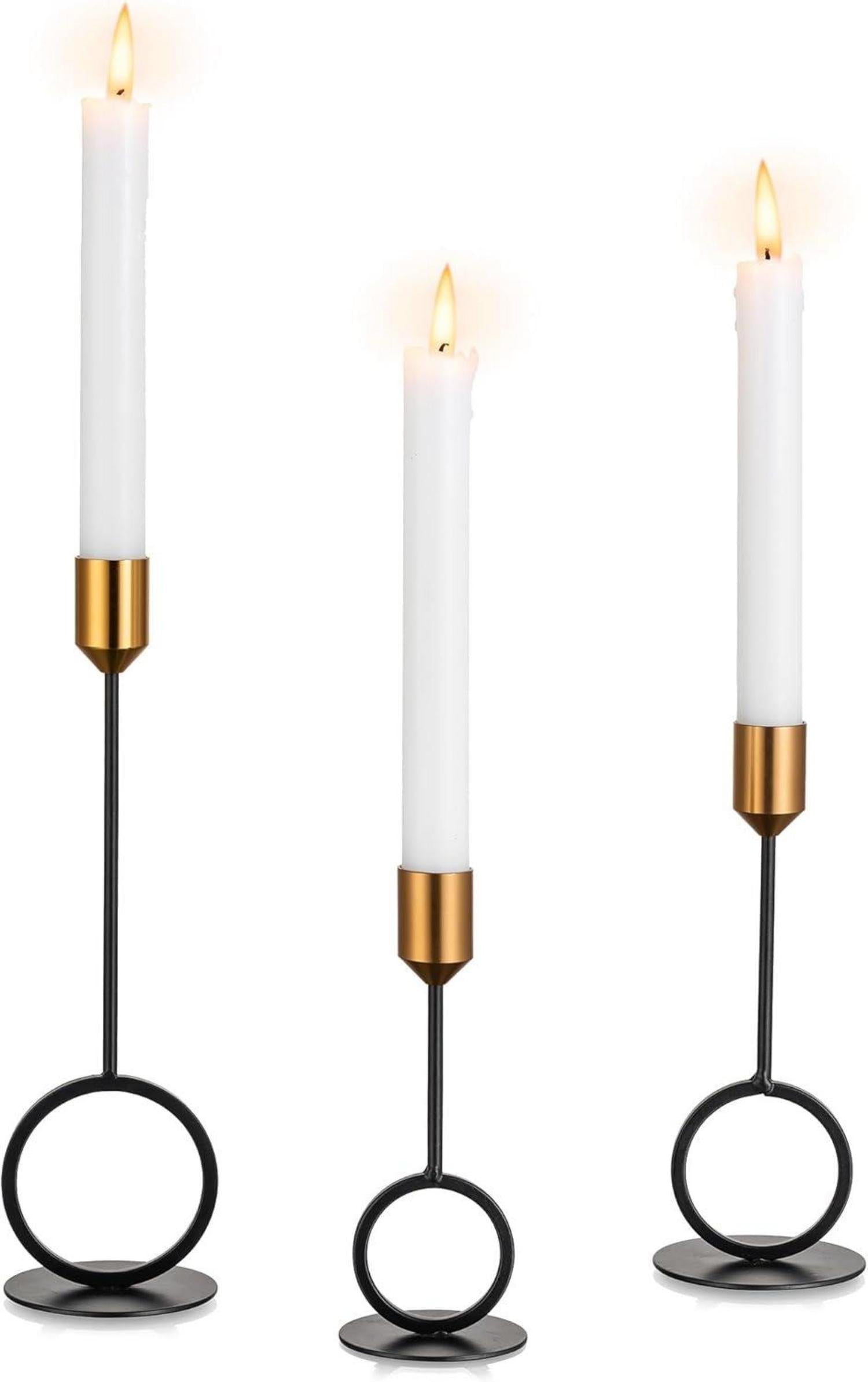 Kerzenständer Gold Schwarz 3er Set Stabkerzen Metall Hochzeit