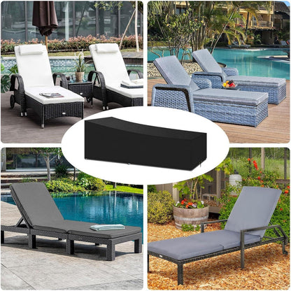Wasserfeste Sonnenliege Abdeckung 220x80x35/55cm Oxford Schwarz