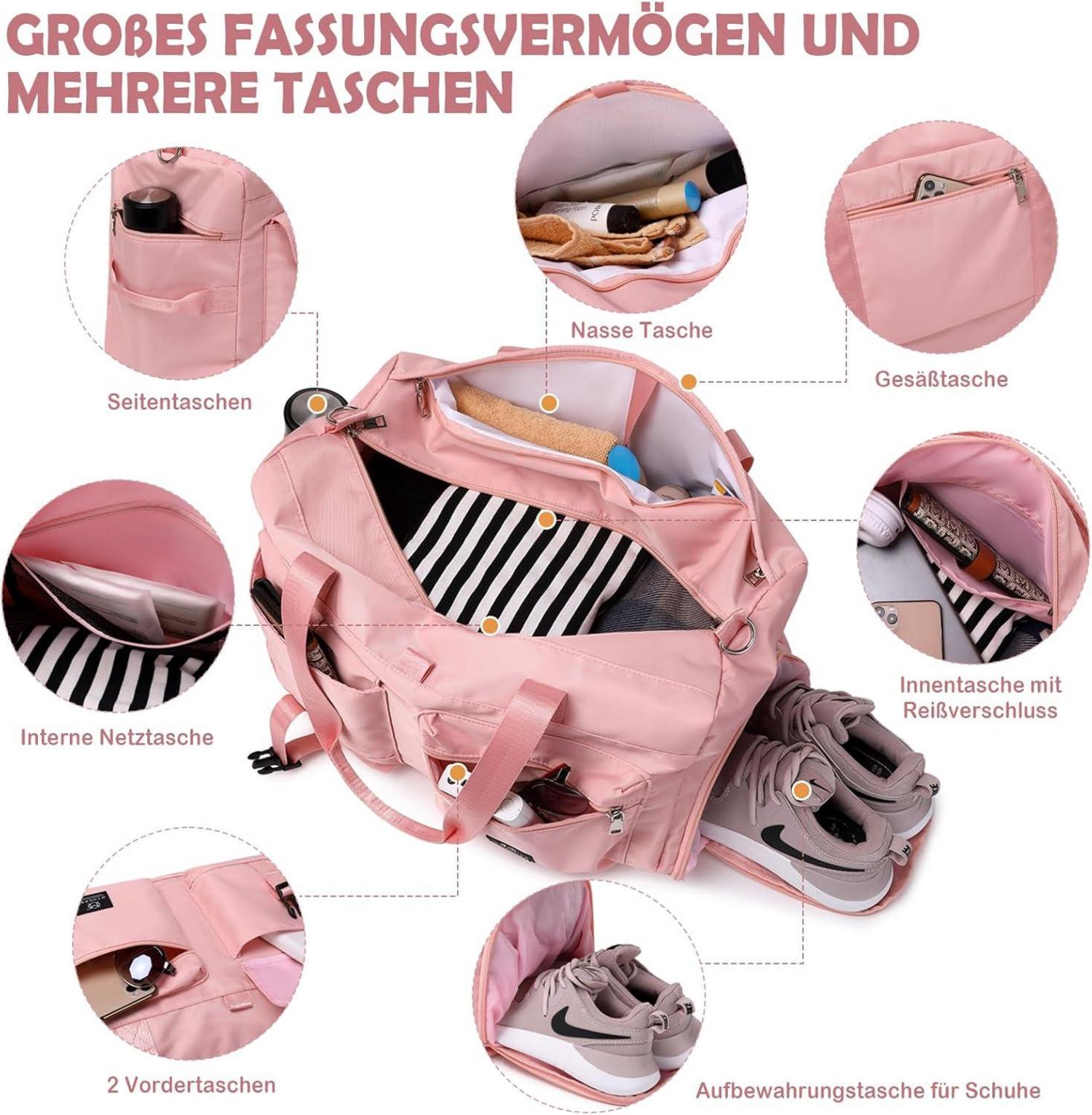 Sporttasche Damen Herren Sport Reisetasche Yoga Weekender Fitness Nass- und Schuhfach