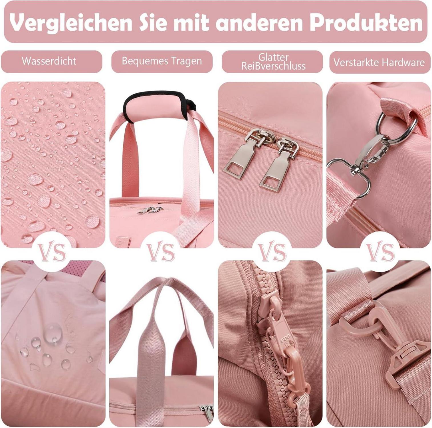 Damen Sporttasche Weekender Duffel Bag mit Kulturtasche & Nassfach