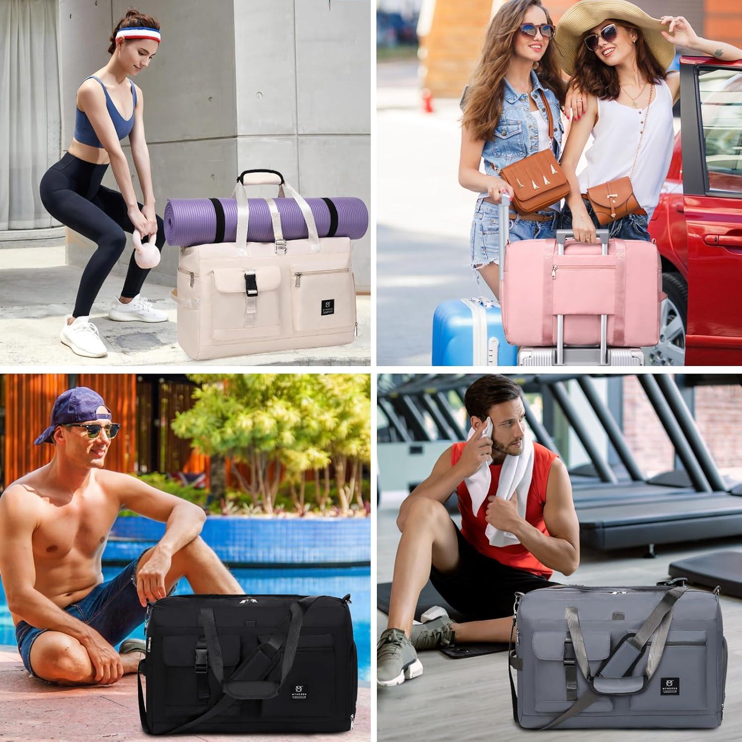 Damen Sporttasche Weekender Duffel Bag mit Kulturtasche & Nassfach
