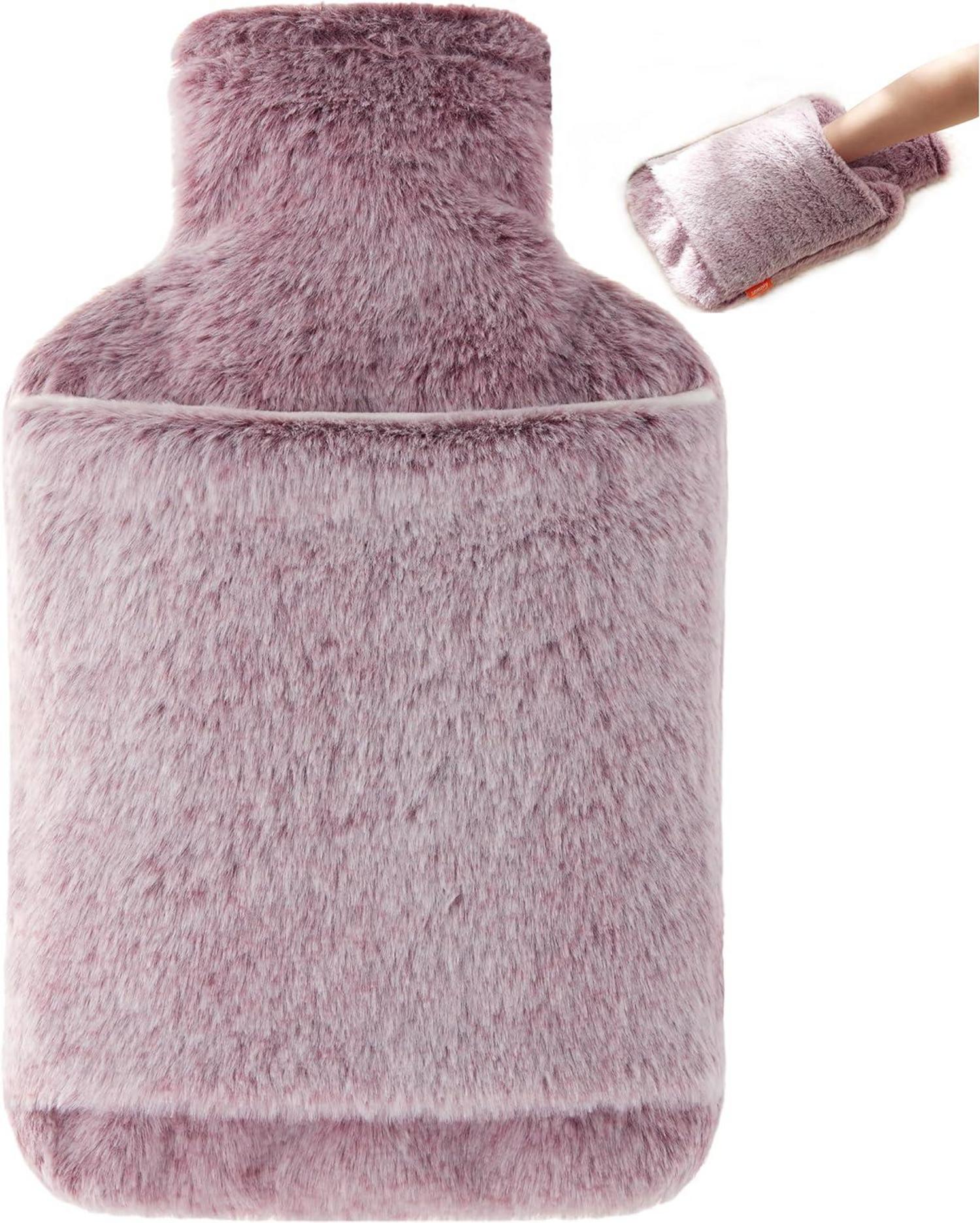 Samply Wärmflasche weicher Bezug 2L Bettflasche schmerzlindernd Blau